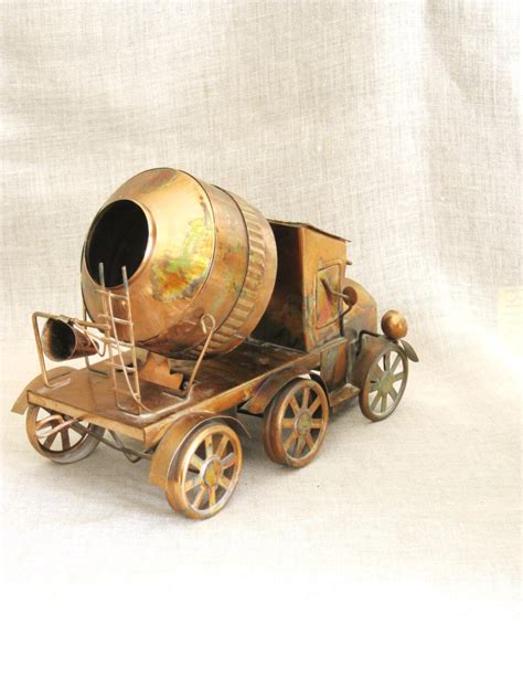 Vintage Brass And Copper Cement Truck Music Box 